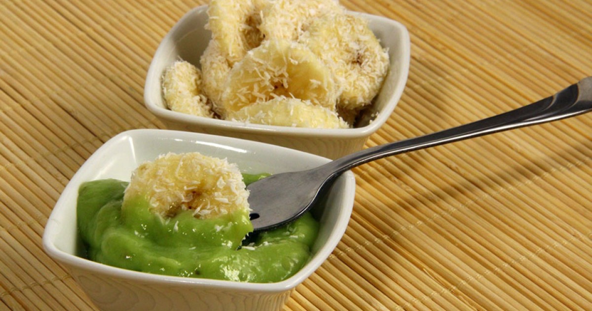 Kókuszos banán, zöld szósszal